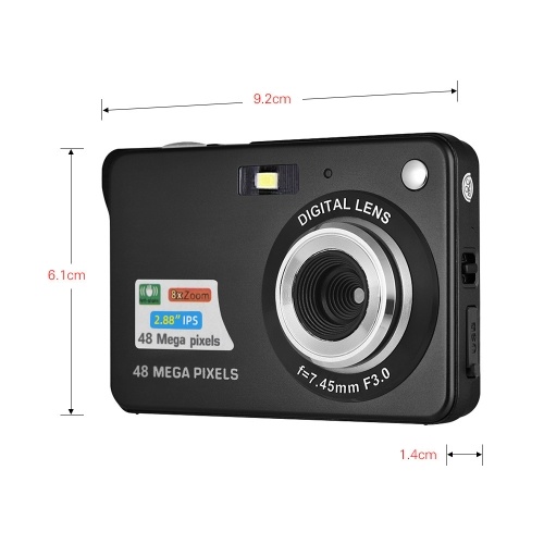 Portable 1080P Digital Camera Video Camcorder 48MP Anti-shake 8X Zoom 2.7 Inch LCD Screen Face Detact Smile Capture Built-in Lithium Battery with Carry Bag Wrist Strap for Kids Teens 