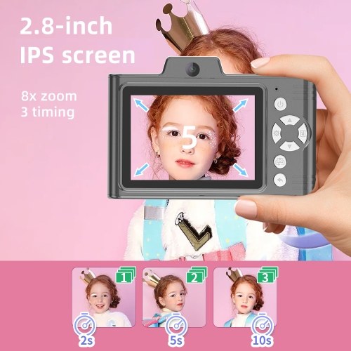 1080P Compact Camera 48MP Dual Lenses 8× Optical Zoom Support 32GB TF Memory Card Mini CCD Camera with 2.8-inch TFT Screen 