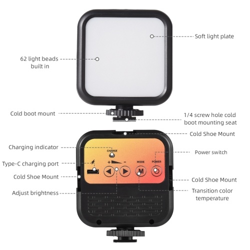 5W Pocket Led Light Mini Video Lamp Bi-color Photography Light 
