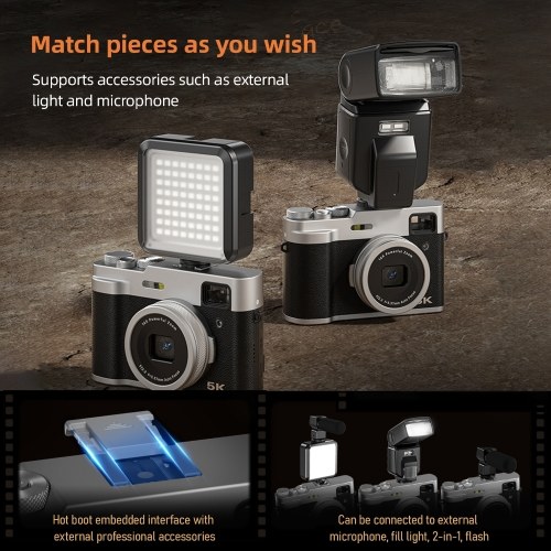 Portable Digital Camera 5K Video Camera 2.8inch IPS Screen 32GB Memory Card 