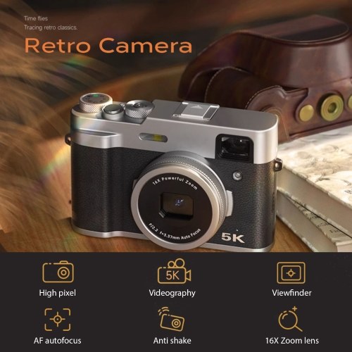 Portable Digital Camera 5K Video Camera 2.8inch IPS Screen 32GB Memory Card 