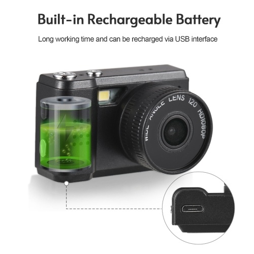 Mini Digital Video Camera 1080P Camcorder Built-in Battery with LCD Screen Flash for Photo Video 