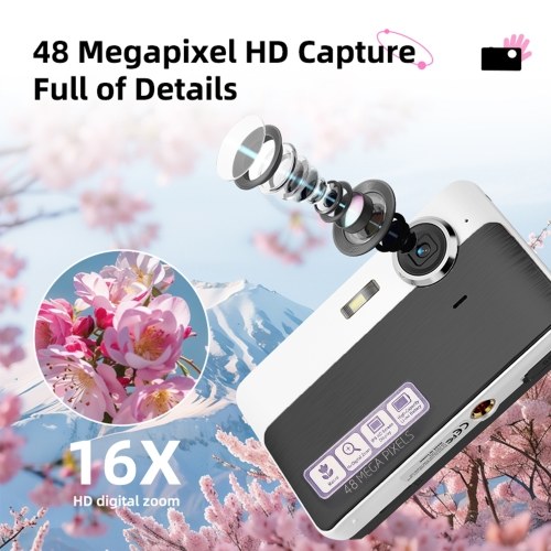 1080P Digital Camera 48MP Pocket Digital Video Camera with 32GB TF Card USB Card Reader 