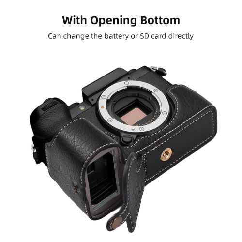 Camera Half Case Replacement for Fuji XS10 Camera Body Bottom Case PU Leather Half Camera Case with Shoulder Strap Opening Bottom and Hand Grip Design Camera Protective Case 
