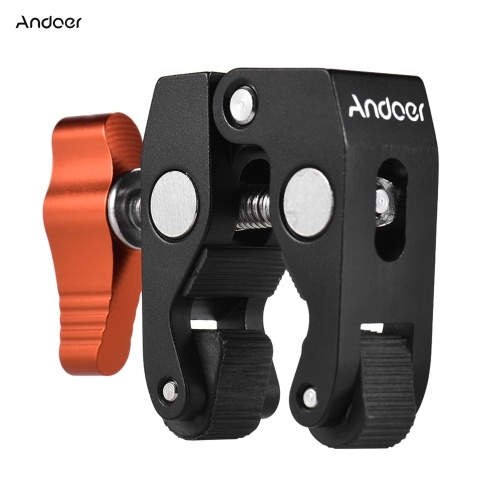 Andoer Crab Pliers Clip Super Clamp with 1/4 inch & 3/8 Inch Screw Hole 