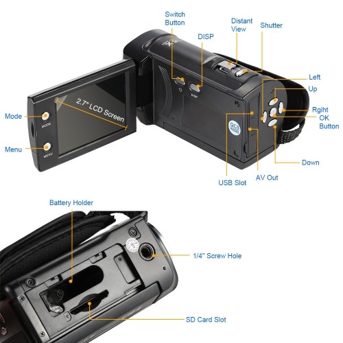 

Секонд хенд Andoer Мини Портативный ЖК-экран HD 16MP 16X с цифровым зумом 720P 30FPS Цифровой видеорегистратор с защитой от сотрясений DV Видеокамера DVR