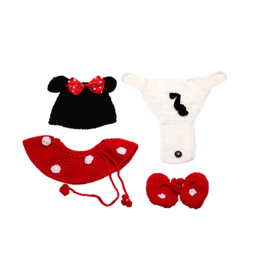 Bébé infantile souris mignon crochet Costume Knitting adorable doux Vêtements photo photographie accessoires pour 0-6 mois du nouveau-né