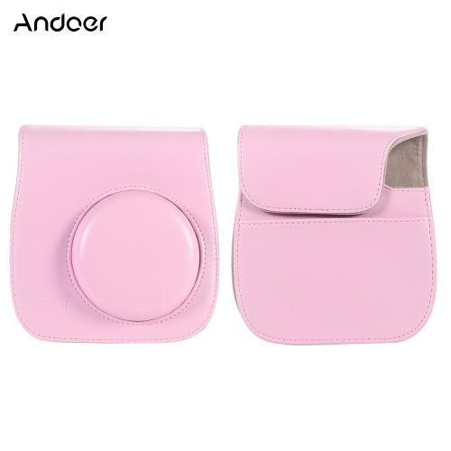 Andoer Leather Camera Case Bag Cover for Fuji Fujifilm Instax Mini8 Mini8s Single Shoulder Bag