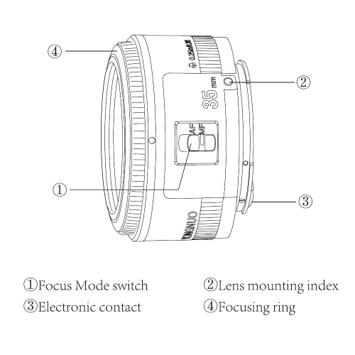 Yongnuo YN35mm F2 Lens 1:2 AF / MF Wide-Angle Fixed/Prime Auto Focus Lens for Canon EF Mount EOS Camera 