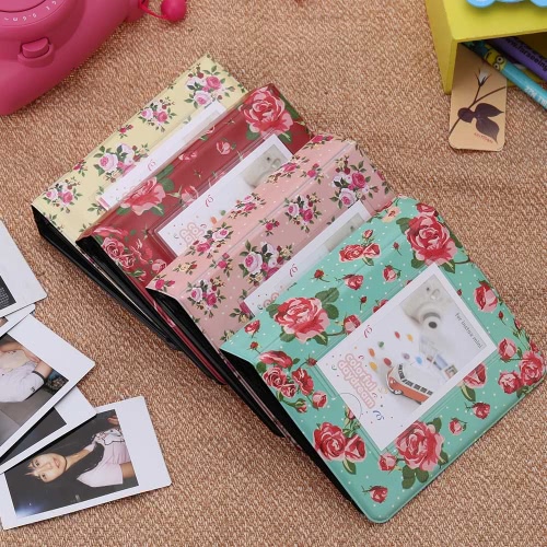 

64 Pockets Camera Photo Album Holder Vintage Retro Rose Pattern Book Style Album for Mini Fuji Instax Name Card 7s 8 25 50s 90 LG