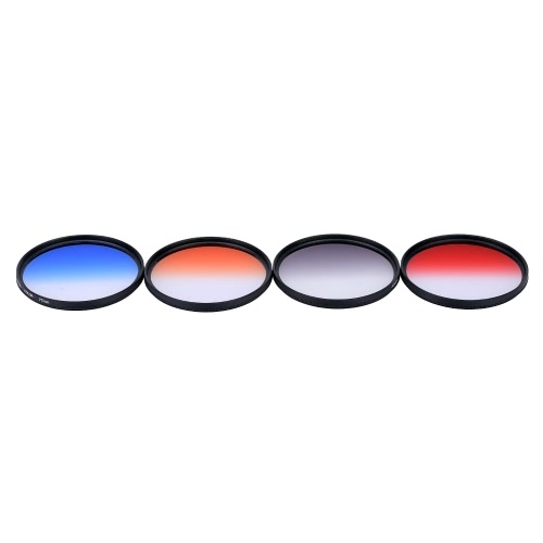 Andoer Professional 77mm GND Graduated Filter Set GND4(0.6) Gray Blue Orange Red Graduated Neutral Density Filter for Canon Nikon DSLR 77mm Camera Lens