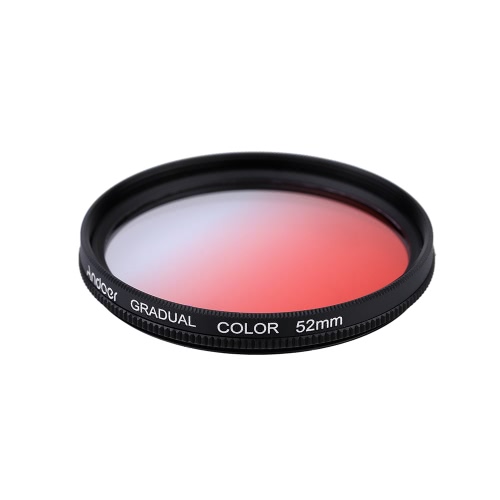 Andoer GND Graduated Red 52mm Filter Graduated Neutral Density Filter for Canon Nikon DSLR 52mm Camera Lens