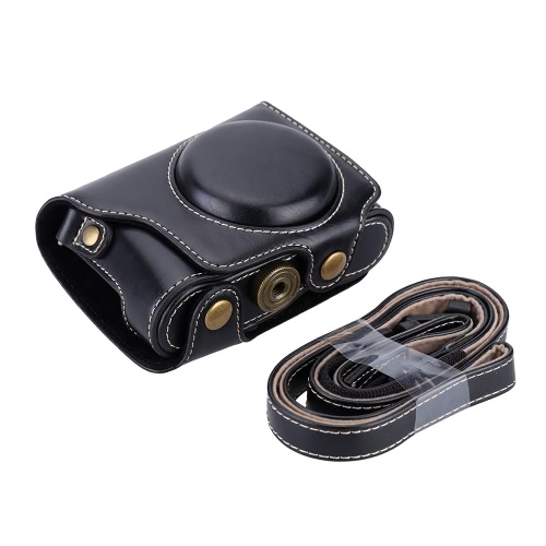 

PU Leather Professional Camera Case Bag Protective Pouch with Shoulder Strap 1/4 Screw for Casio EX-ZR2000 EX-ZR3500