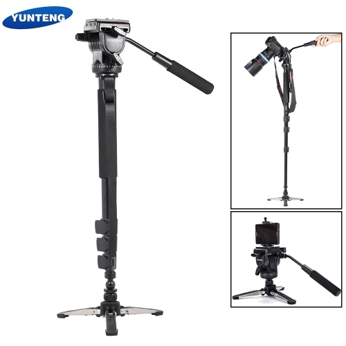 

Second Hand YUNTENG VCT-588 Extendable Telescoping Monopod with Detachable Tripod Stand Base Fluid Drag Head for DSLR Camera Camcorder