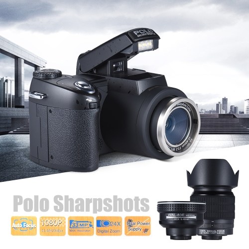 

Second Hand Polo Sharpshots Auto Focus AF 33MP 1080P 30fps FHD 8X Zoomable Digital Camera w/ Standard + 0.5X Wide Angle + 24X Telephoto Long Lens 3.0" LCD Bulit-in Flashlight