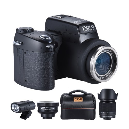 

Second Hand Polo Sharpshots Auto Focus AF 33MP 1080P 30fps FHD 8X Zoomable Digital Camera w/ Standard + 0.5X Wide Angle + 24X Telephoto Long Lens 3.0" LCD Bulit-in Flashlight Detachable LED Light
