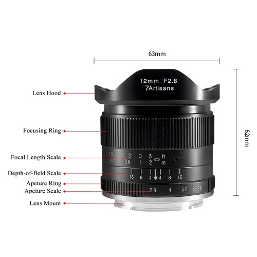 

7artisans 12mm f/2.8 Ultra Wide Angle Prime Lens Manual Focus Large Aperture