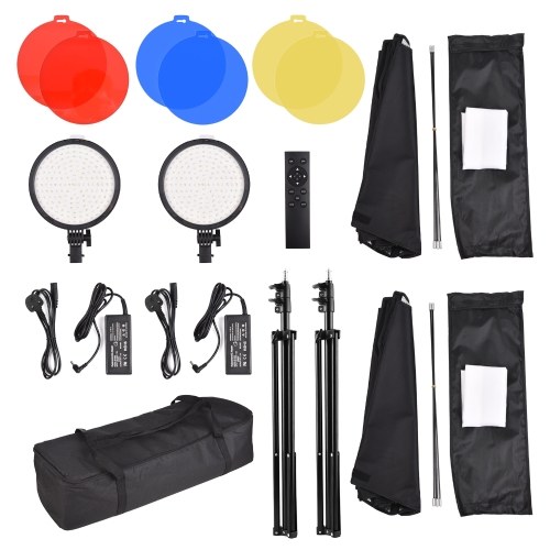 

45W Studio Softbox LED Photography Light Kit Including 50x70cm/ 20x28in Softbox * 2 + 3200K-5600K Bi-color LED Fill Light * 2 + Color Filters * 6(Red/Yellow/Blue) + 2M Light Stand * 2 + Wireless Remote Control * 1 + Carry Bag * 1 for Live Streaming Portra