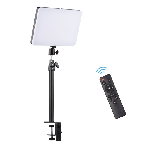 

38W Video Light Photography Light with C-Clamp Stand Bi-Color Temperature 3200-5500K Dimmable Brightness CRI 95 Ball Head Remote Control for Gaming Video Recording Video Conference Live Stream