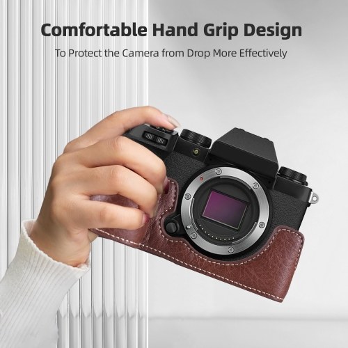 Camera Half Case Replacement for Fuji XS10 Camera Body Bottom Case PU Leather Half Camera Case with Shoulder Strap Opening Bottom and Hand Grip Design Camera Protective Case 