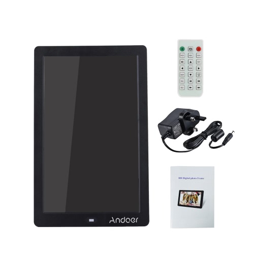 

Andoer 12" LED HD Digital Photo Picture Frame 1280 * 800 Desktop Frame Support MP3/MP4/E-book/Calender/Alarm Clock Function with Remote Control Christmas Gift