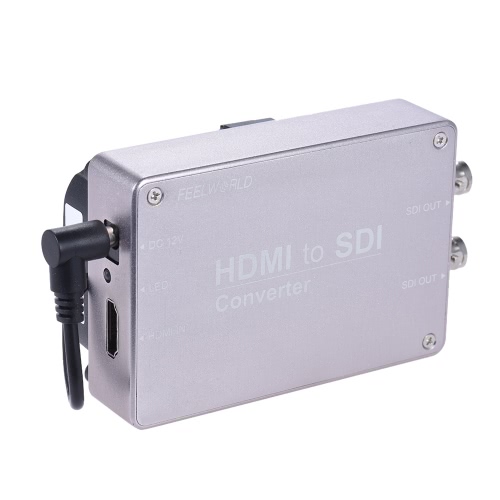 Feelworld HDMI to SDI Video Audio Converter Adpater HDMI Input 2-way SDI Output 1080P Broadcast Support 3G/HD/SD-SDI Conversion