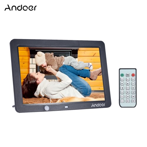 

Andoer 12-дюймовый LED цифровая фоторамка 1280 * 800 Human Motion Detection Индукционная с пультом дистанционного управления Поддержка MP3 / MP4 / календарь / Будильник Функция Рождественский подарок