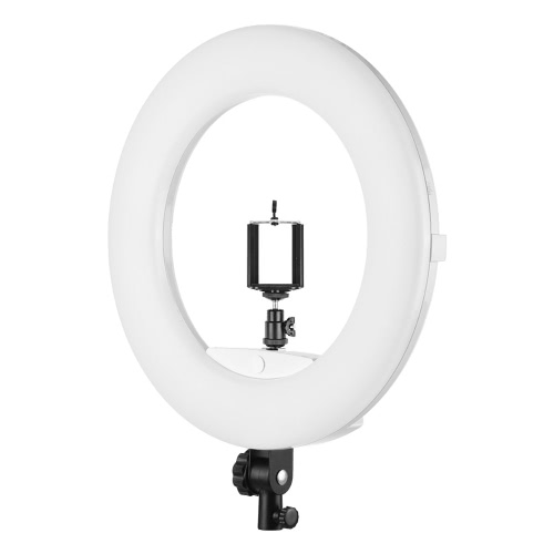 

FS-480II 45 см / 18 "Внешнее видеоизображение Светодиодное кольцо 480шт SMD Bead 48W Dimmable Bi-color 3200K-5500K с держател