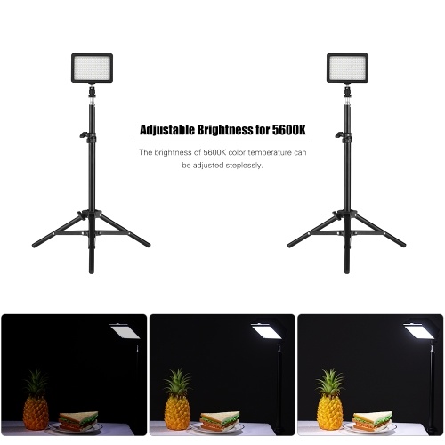 

Andoer LED Video Light Kit include 2pcs W160 5600K Mono-Color Dimmable LED Video Light+6pcs Color Filters+2pcs Max. 72cm Light Stand+2pcs 7.4V 2200mAh Matched Battery & Battery Charger for ILDC DSLR Cameras