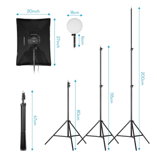 

3200K-5500K Bi-color Photography LED Softbox Lighting Kit