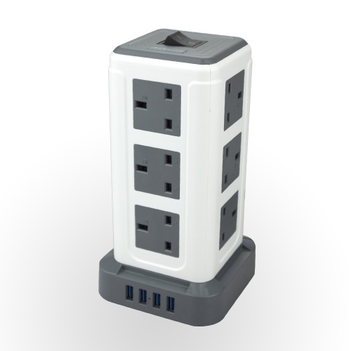 

Power Strip Tower, 12 AC Outlets3250W Surge Protector with 4 USB C and 3M Power Cable,13A