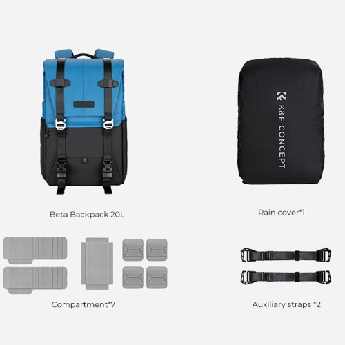 K&F CONCEPT Camera Backpack Camera Bag 20L Large Capacity Camera Case with 15.6 Inch Laptop Compartment Tripod Holder Rain Cover