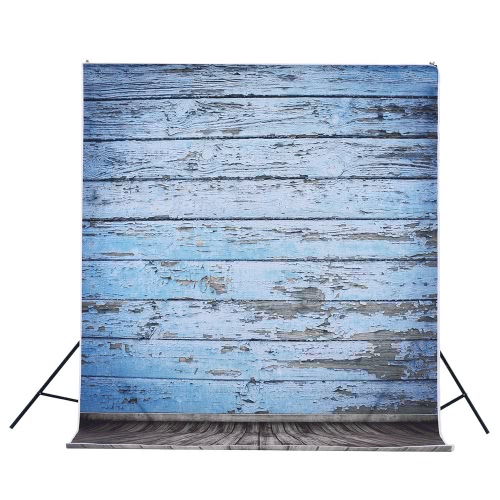 1.5 * 3m / 4.9 * 9.8ft Video Studio Photo Fond de fond Fond Numérique Imprimé Bleu Classique Paroi en bois Plancher de plancher pour adolescent Enfant adulte Enfant Portrait Photographie