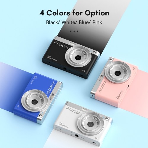 Andoer Compact 4K Digital Camera Video Camcorder 50MP 2.88Inch IPS Screen Auto Focus Camera 