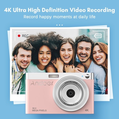Andoer Compact 4K Digital Camera Video Camcorder 50MP 2.88Inch IPS Screen Auto Focus Camera 