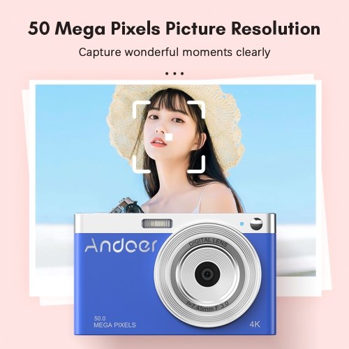 Andoer Compact 4K Digital Camera Video Camcorder 50MP 2.88Inch IPS Screen Auto Focus Camera 