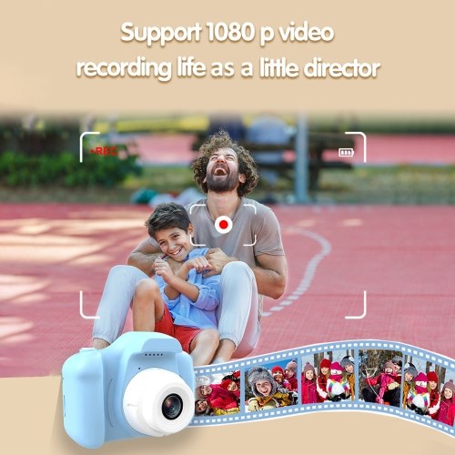 1080P Cute Digital Camera Kids Camera 48MP HD Children Camera Kids Selfie Camera for Boys And Girls with 2.0-inch IPS Screen OTG Function Dual Lenses 32GB Memory Card Birthday Gift Festival Gift Great Gift for Kids Aged 3-12 Year Old 