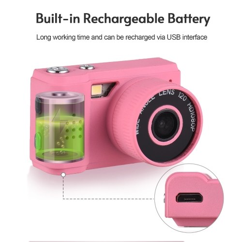Mini Digital Video Camera 1080P Camcorder Built-in Battery with LCD Screen Flash for Photo Video 