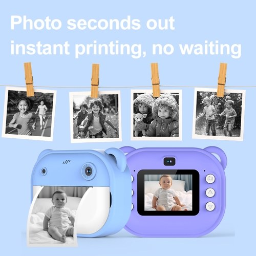 Kids Instant Print Camera 1080P Digital Camera with Dual Lens 2 Inch Screen 