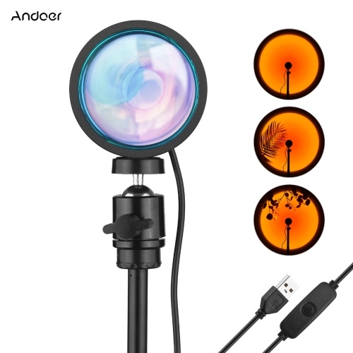 

Andoer 10W Sunset Lamp Sunset Projection Lamp Romantic Atmosphere Light USB Powered with 180cm/71in Floor Light Stand for Photography Background Lighting Party Wedding Bedroom Living Room Bar Restaurant Background Wall Decoration