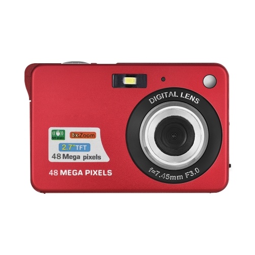 Portable 1080P Digital Camera Video Camcorder 48MP Anti-shake 8X Zoom 2.7 Inch LCD Screen Face Detact Smile Capture Built-in Lithium Battery with Carry Bag Wrist Strap for Kids Teens 