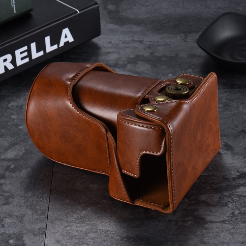 

High-quality PU Leather Camera Bag Case Fullbody Cover with Adjustable Neck Strap for Canon EOS M6