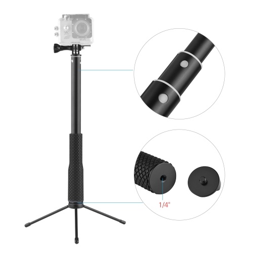 

LDX-808 Алюминиевый сплав Selfie Stick 4-секционный удлинитель Handheld Selfie Stick с пультом дистанционного управления 36 см-110 см для GoPro Hero 6 5 4 3 3+ для камер Xiaoyi Andoer Action