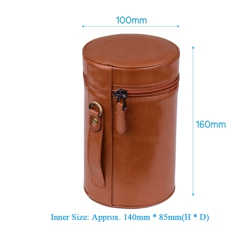 

PU Leather Pouch Protective Lens Case Bag Cover Inner Size 140*85mm for Canon Nikon Sony Fuji Pentax Panasonic DSLR Universal Camera Lens Medium