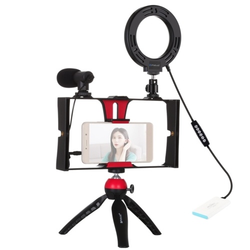 PULUZ 5 in 1 Fülllicht Set RGBW Selfie Ring Licht Mikrofon Stativ Smartphone Vlogging Live Broadcast