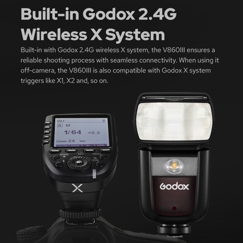 Godox V860III-S Wireless TTL Speedlite Transmitter/ Receiver Camera Flash Light Manual/Auto Flash GN60 1/8000s HSS Built-in 2.4G Wireless X System with Rechargeable Li-ion Battery Modeling Light Replacement for Sony Cameras 
