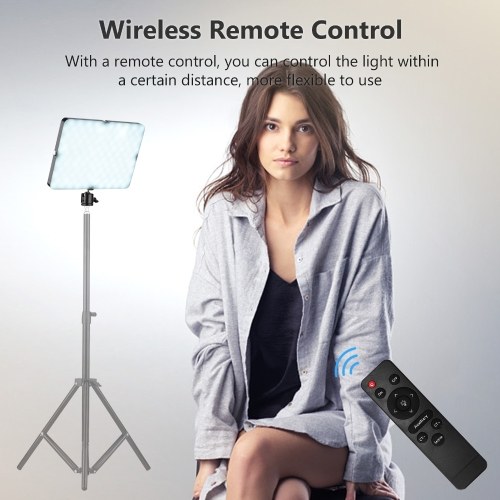 

Portable LED Video Light Panel 42W Bi-color Temperature 2700K-5700K with Ballhead Adapter Remote Control 2.4M Power Cable for Live Streaming Vlog Product Photography
