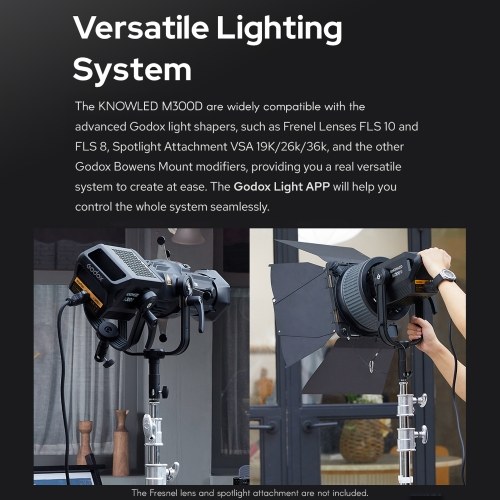 Godox M300D 330W Professional Photography LED Video Light Studio Fill Light 5600K Adjustable Brightness CRI ≥96 TLCI ≥97 Bowens Mount for Indoor Outdoor Photography Portrait Video Recording
