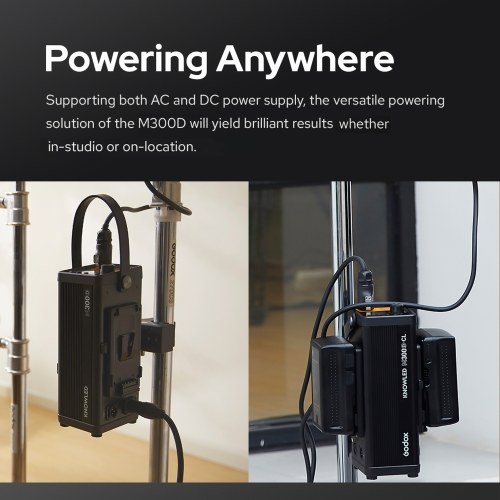 Godox M300D 330W Professional Photography LED Video Light Studio Fill Light 5600K Adjustable Brightness CRI ≥96 TLCI ≥97 Bowens Mount for Indoor Outdoor Photography Portrait Video Recording