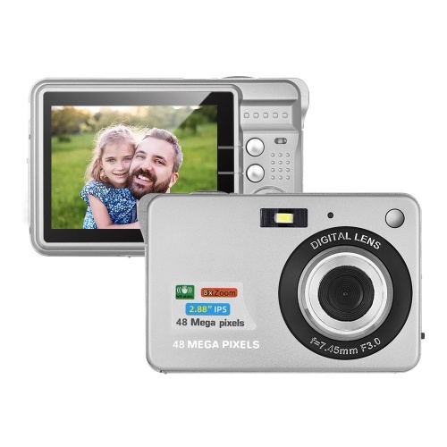 Portable 1080P Digital Camera Video Camcorder 48MP Anti-shake 8X Zoom 2.7 Inch LCD Screen Face Detact Smile Capture Built-in Lithium Battery with Carry Bag Wrist Strap for Kids Teens 